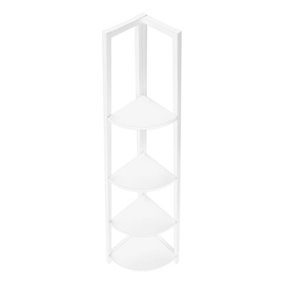 White Metal and Laminate 4-Tier Corner Etagere Bookcase