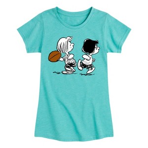 Girls' - Peanuts - Marcie Patty Football Fitted Short Sleeve Graphic T-Shirt - 1 of 4