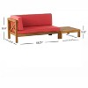 GDFStudio Keith Outdoor Acacia Wood Left Arm Loveseat and Coffee Table Set with Cushion - 3 of 4