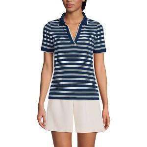 Lands' End Women's Short Sleeve Wide Rib Polo - 1 of 3