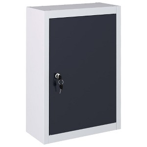 vidaXL Wall Mounted Tool Cabinet Industrial Style Metal Gray and Black, with 1 Door - 1 of 4