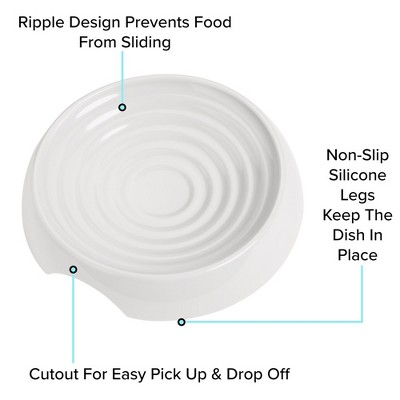 Marshmallow White Stainless Steel Shallow Cat Food Bowls Set