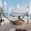 EcoSummer 2 Person Quilted Patio Hammock with Stand, Padded Cotton, Detachable Pillow, 450lbs Capacity. - 2 of 4