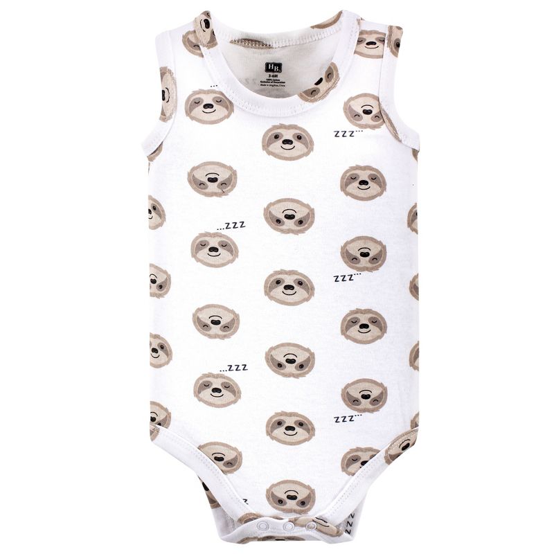 Hudson Baby Infant Boy Cotton Sleeveless Bodysuits 5pk, Sloth, 4 of 8