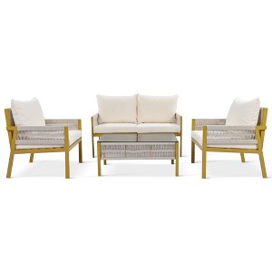 GlasFlength Patio Seating Sets, Modern and Comfortable Lounge Sets for Ultimate Relaxation,Revolutionize Outdoor Living Space, Beige, 48"*24"*30.1" - 1 of 4