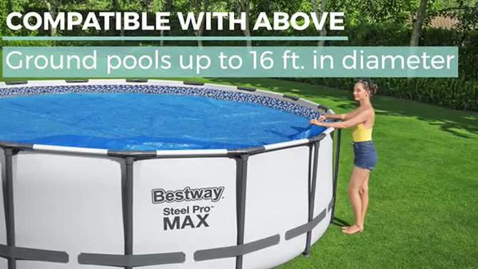 Bestway Flowclear 15 Feet Round Above Ground Solar Pool Cover Only for Pool Water Maintenance of Swimming Pools 16 Feet in Diameter, Blue, 2 of 8, play video