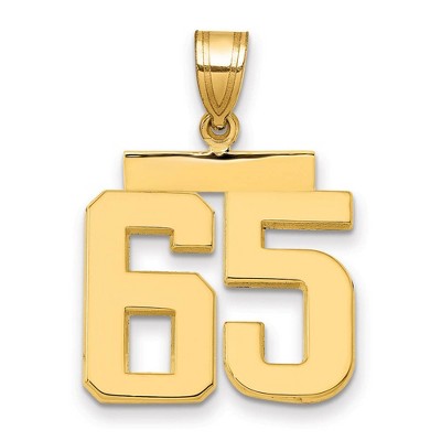 Black Bow Jewelry 14k Yellow Gold, Athletic Collection Medium Polished Number 65 Pendant