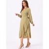 Allegra K Women's Floral Long Sleeve Wrap Tie Waist Ruffle Split Hem Boho Maxi Dress - 3 of 4