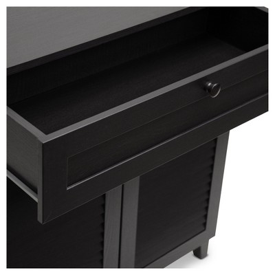 Espresso Wood Shoe Storage Cabinet with Drawer and Shelves