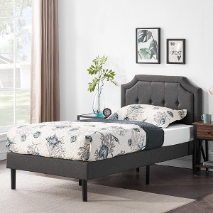 VECELO Modern Upholstered Bed Frame Wooden Platform Bed with Adjustable Headboard and Underbed Storage Space - 1 of 4