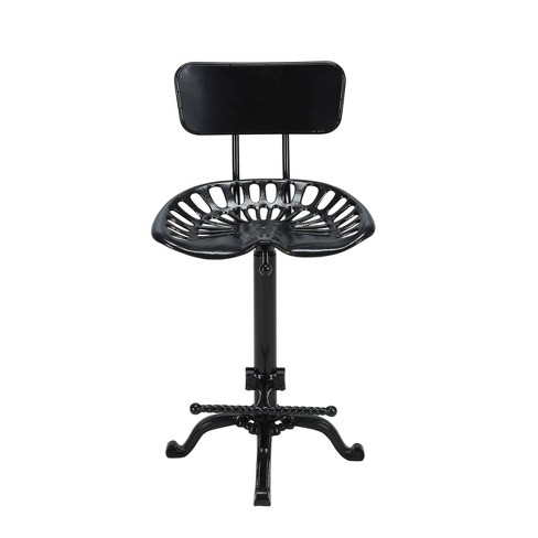 Austin Adjustable Tractor Seat Counter Height Barstool with Back Black Carolina Chair Table