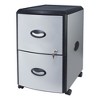Storex Mobile Filing Cabinet with Metal Siding, 2 Letter-Size File Drawers, Silver/Black, 19" x 15" x 23" - 2 of 4
