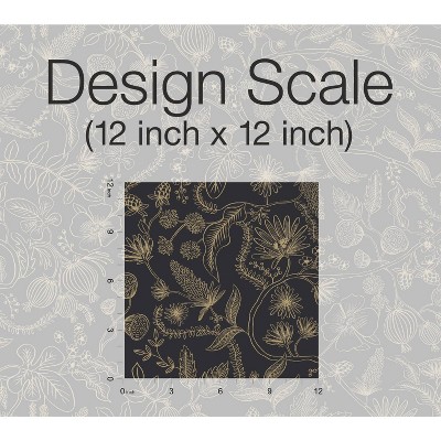 Elegant Aviary Black & Gold Peel and Stick Wallpaper Roll