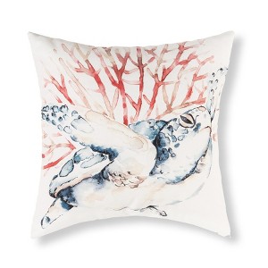 C&F Home 18" x 18" Blue And Coral Turtle Indoor/Outdoor Throw Pillow - 1 of 3