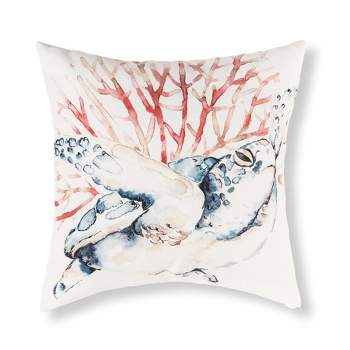 C&F Home 18" x 18" Blue And Coral Turtle Indoor/Outdoor Throw Pillow