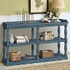 HDZNVF Console Table with 3-Tier Open Storage Spaces And Roman Column Effect Support Legs, Navy Blue - 2 of 4