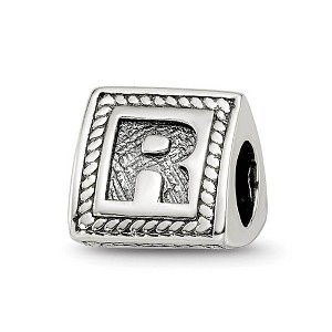 Black Bow Jewelry Triangle Block, Letter R Sterling Silver Bead Charm - 1 of 4