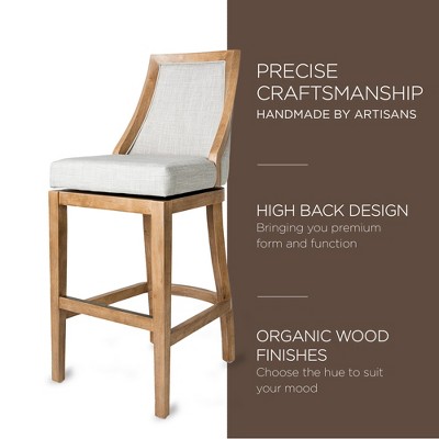 Vienna Weathered Oak Swivel Counter Stool with Sand Upholstery