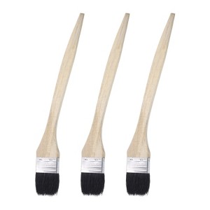Unique Bargains Soft Bristle Long Wooden Handle Curved DIY Wall Paint Brushes 3 Pcs - 1 of 4