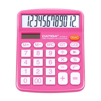 CATIGA 12-Digit Desktop Calculator, Large LCD, Sensitive Buttons, Dual Solar Power, Standard Function for Office, Home, School, CD-2786