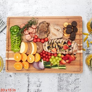 24 x 18 Inch/20 x 15 In Extra Large Acacia Wood Cutting Board, 1.2"/1.5" Thick Kitchen Cutting Boards with Handle & Juice Groove Butcher Block - 1 of 4