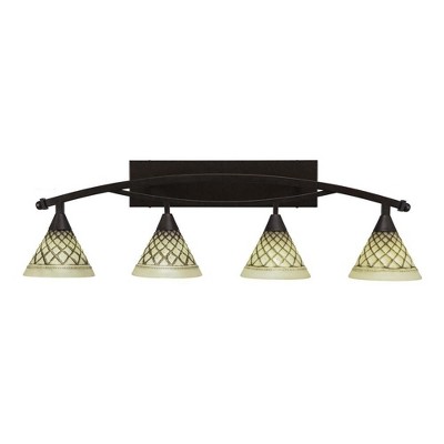 Bronze 40'' Four-Light Vanity with Chocolate Icing Glass Shades
