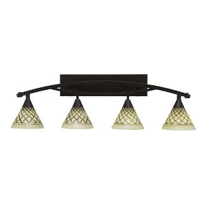 Toltec Lighting Bow 4 - Light Vanity in  Bronze with 7'' Chocolate Icing Shade - 1 of 1