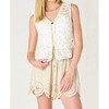 Women's Boho Button-up Crochet Sweater Vest - Dex Clothing L - 4 of 4