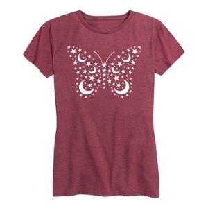 Women's - Instant Message - Stars And Moons Butterfly Short Sleeve Graphic T-Shirt - 1 of 4