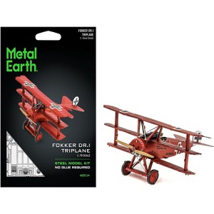 Model Kit Fokker Dr.I Triplane Fighter Aircraft "Red Baron" German Air Force (Moderate Difficulty) Steel Model by Metal Earth - 1 of 4