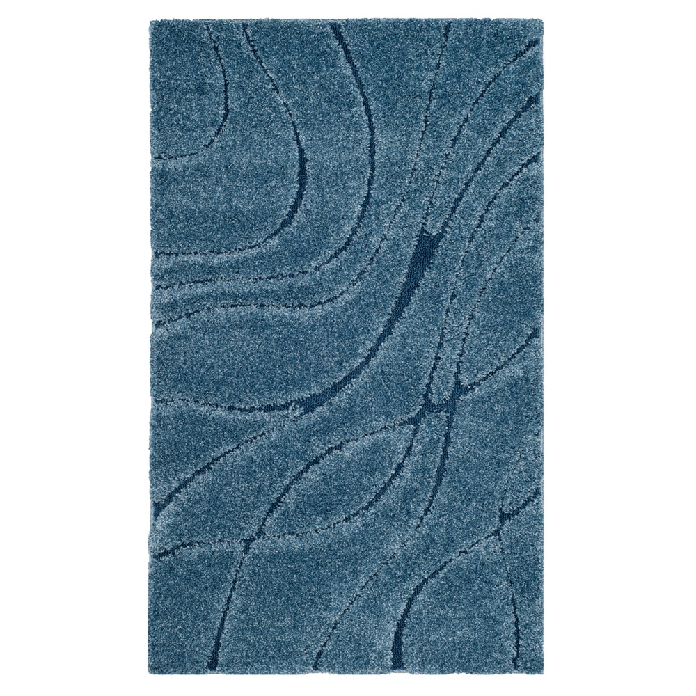 4'x6' Light Blue Swirl Loomed Accent Rug - Safavieh