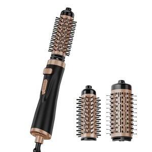 VEVOR Rotating Hair Dryer Brush, 1.5" and 2" Ceramic Coated Head, 4 in 1 Hair Dryer Styler and Volumizer, 3-Temp Blow Dryer Brush, Black - 1 of 4