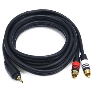 Monoprice Audio Cable - 6 Feet - Black | Premium Stereo Male to 2 RCA Male 22AWG, Gold Plated - 1 of 3
