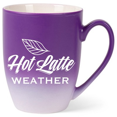Elanze Designs Hot Latte Weather Two Toned Ombre Matte Purple and White 12 ounce Ceramic Stoneware Coffee Cup Mug