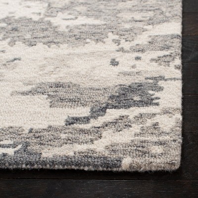 Ivory Abstract Tufted Wool Rectangular Rug 59" Handmade