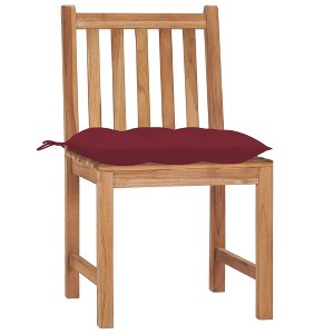vidaXL 4Pcs Patio Chairs with Cushions in Solid Teak Wood - Weather-Resistant, Fine Sanded Finish, Suitable for Indoor and Outdoor, Assembly Required - 1 of 4