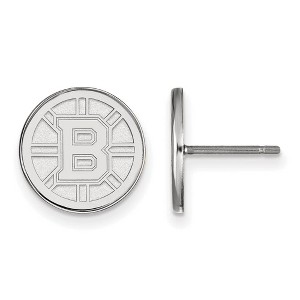 Black Bow Jewelry 14k White Gold Boston Bruins NHL Stud Earrings - 1 of 3