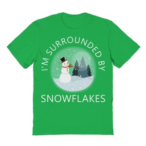 Rerun Island Men's Christmas Surrounded Snowflakes Short Sleeve Graphic Cotton T-Shirt - 1 of 1