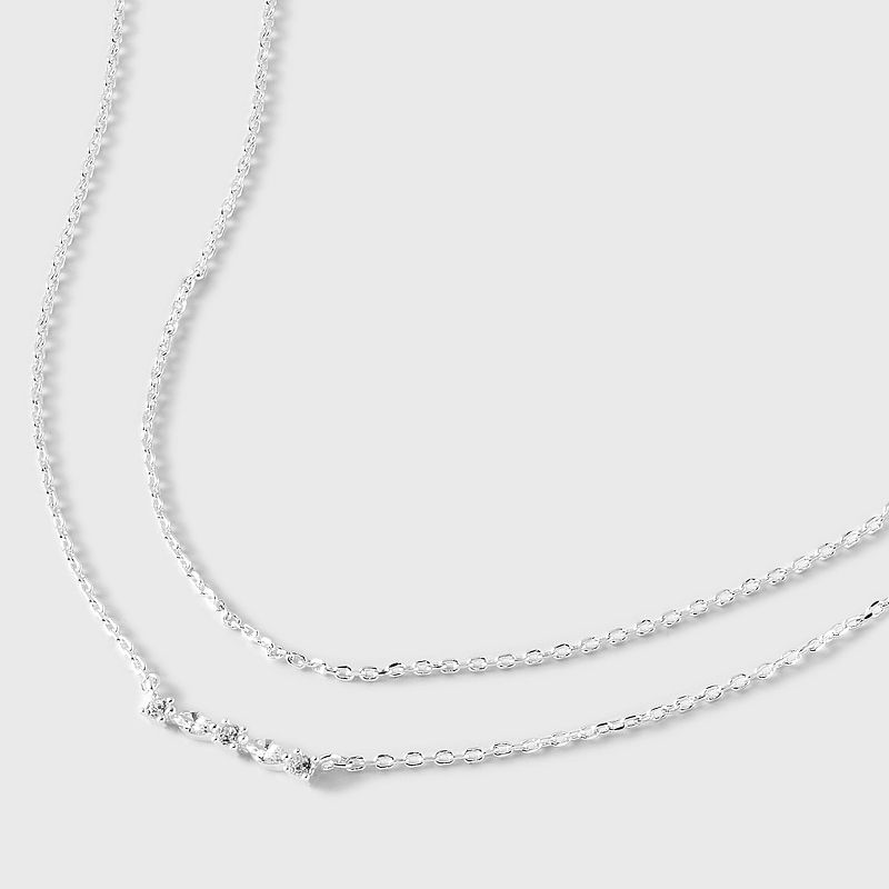 Silver Plated Cubic Zirconia Bar Duo Necklace - A New Day&#8482; Silver, 5 of 6
