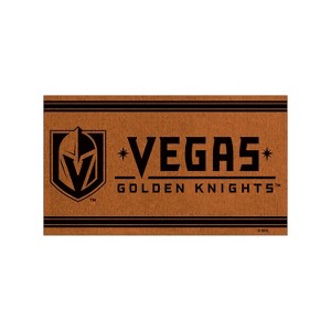 Evergreen Las Vegas Golden Knights Logo Turf Mat, Brown- 28 x 16 Inches Indoor Outdoor Doormat - 1 of 2