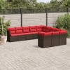 vidaXL 11 Piece Patio Sofa Set with Cushions - Brown and Red Without Table - 2 of 4