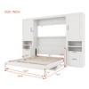 ModernLuxe Full/Queen Size Murphy Bed Wall Bed with Closet, Drawers & Shelves, Space-Saving Foldable Bed for Bedroom, White/Gray - 3 of 4