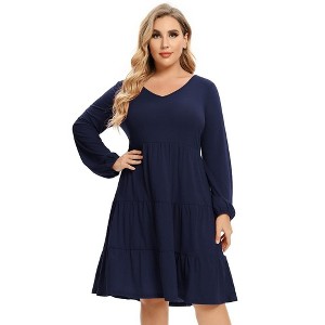 Wrap Midi Dresses A-Line Flare Casual Short Dresses - 1 of 1