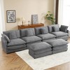 149.6" Modern Corduroy U-Shaped Modular Sectional Sofa with Side Storage Pockets & Three Movable Ottomans - 2 of 4