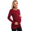 BLUEMING Womens Maternity Shirts Long Sleeve Crew Neck Basic Tank Tops Side Buttons Pregnant Shirts - 4 of 4