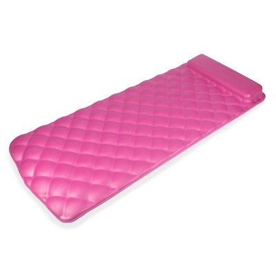 Kelsyus 72 Inch Laguna Lounger Portable Roll Up Foam Floating Mat with Built In Oversized Pillow for Swimming Pool, Lake, Beach, Pink