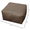 Moti Java Pouf 22" Upholstered in Genuine Leather in Gray and Contrast Stitching - 2 of 4