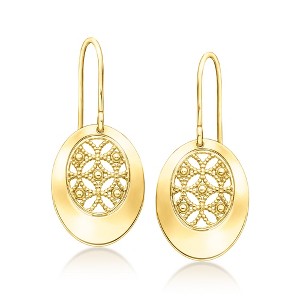 Ross-Simons Italian 14kt Yellow Gold Milgrain Oval Drop Earrings - 1 of 4