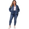 Agnes Orinda Women's Plus Size Button Up Frayed Hem Long Sleeve Casual Jean Jackets - image 3 of 4