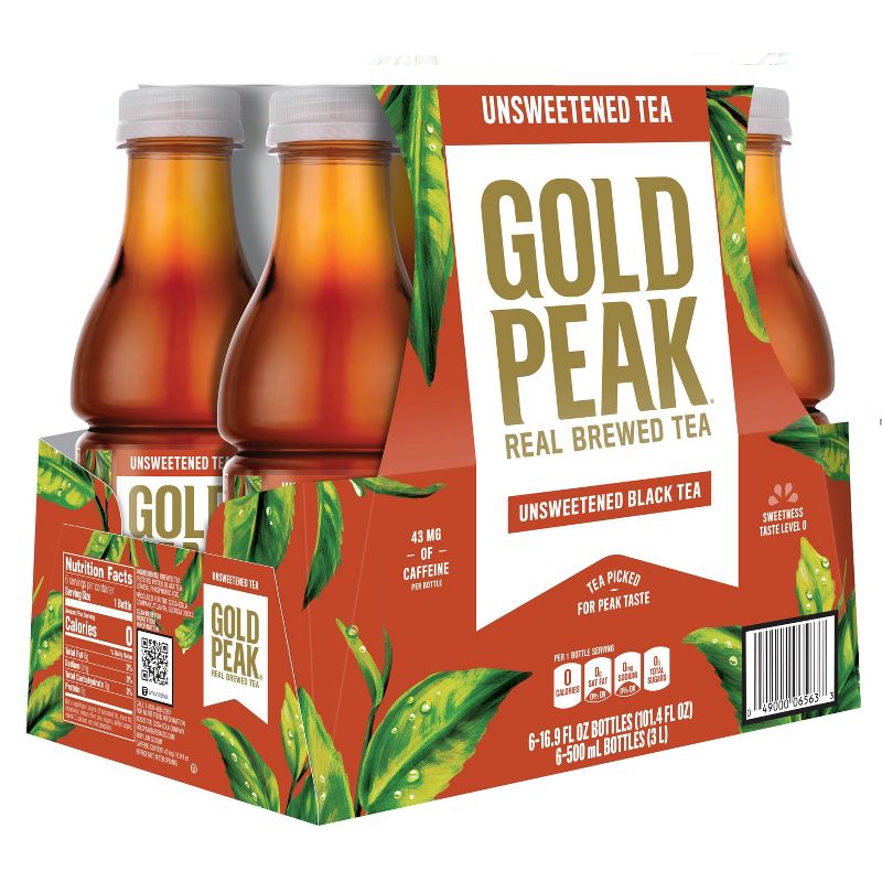 Gold Peak Unsweetened Tea Bottles - 6pk/16.9 fl oz, 5 of 10